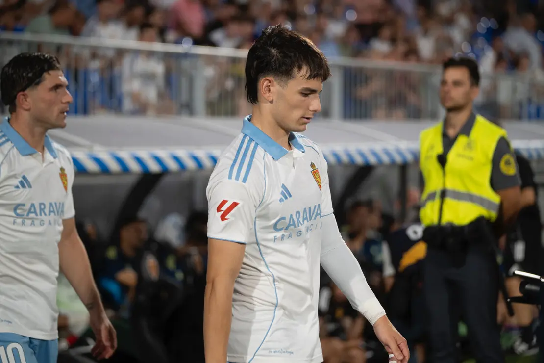 Pau Sans durante el Real Zaragoza - SD Huesca en el Memorial Carlos Lapetra / Marcos Cebri&aacute;n