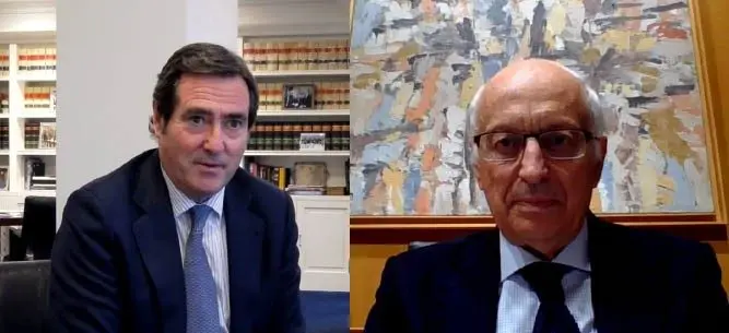 Garamendi y Aguirre en la firma virtual del convenio M&aacute;s Empresa