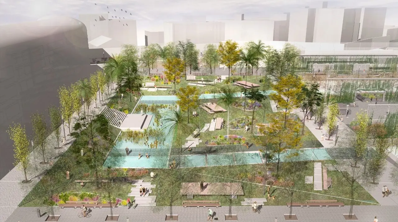 detalle de la reforma prevista para el parque pignatelli de Zaragoza