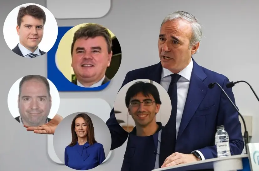 El presidente de Arag&oacute;n, Jorge Azc&oacute;n, junto a los rostros de su c&iacute;rculo de confianza en el gabinete / HOY ARAG&Oacute;N