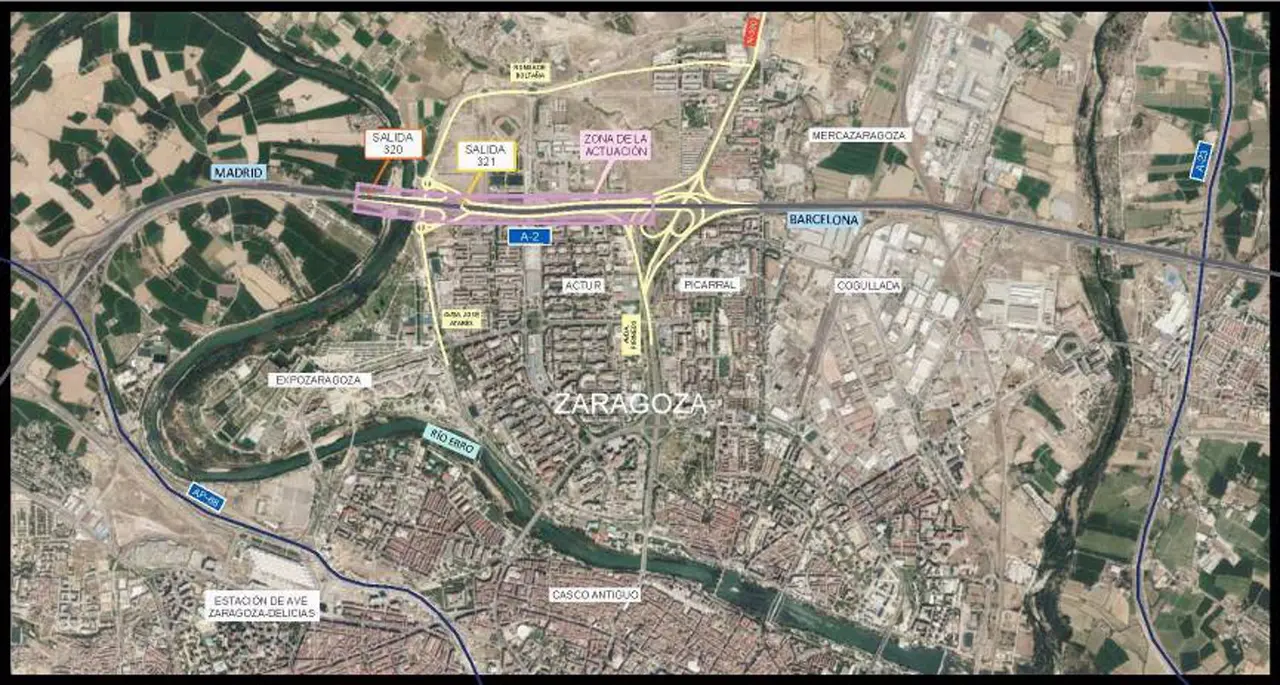 Las obras de conexi&oacute;n de las salidas 320 y 321, en la Ronda Norte de la ciudad, afectar&aacute;n al tr&aacute;fico en la A-2. / MINISTERIO DE TRANSPORTES Y MOVILIDAD SOSTENIBLE