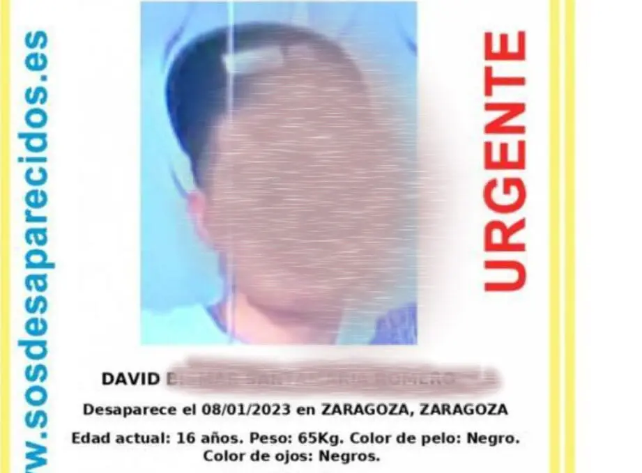 Imagen del cartel de la desaparici&oacute;n del menor presunto agresor de dos j&oacute;venes en Zaragoza /H,A,.