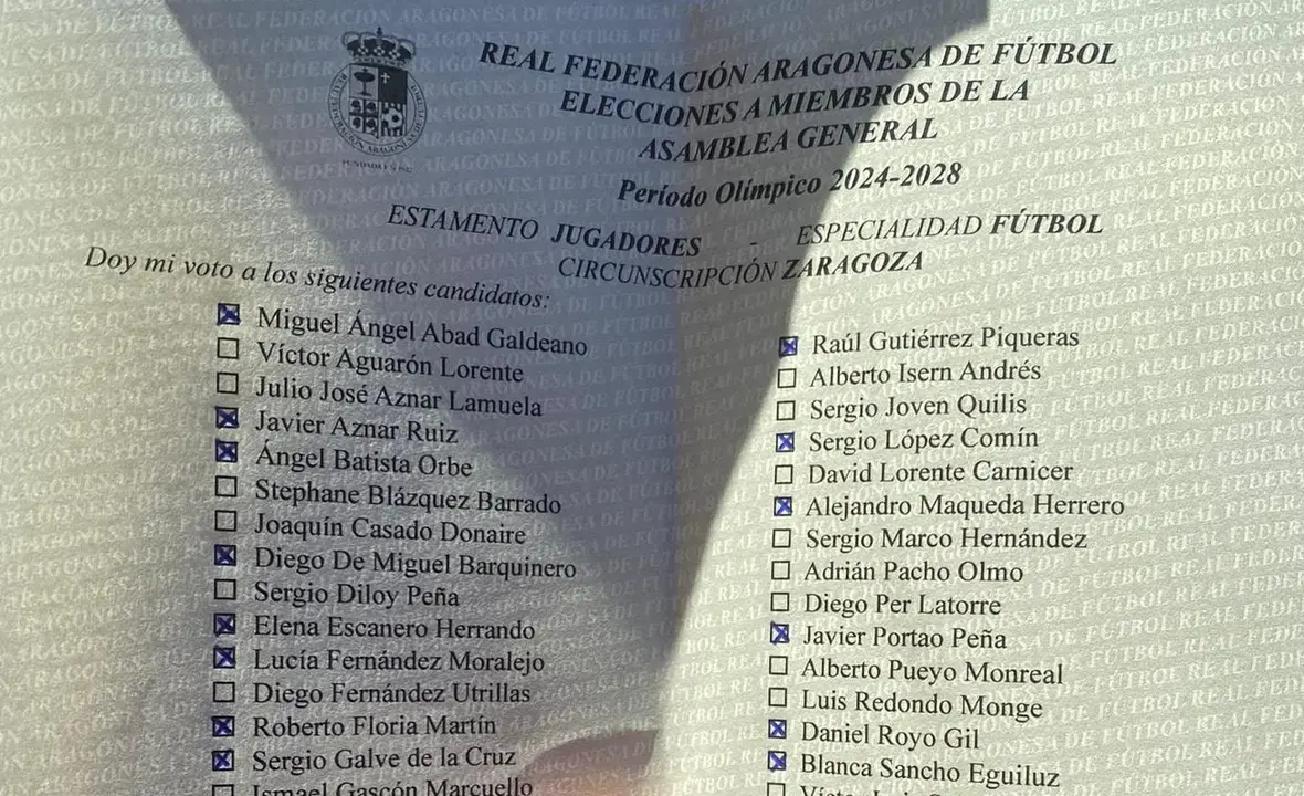 Papeleta firmada en las elecciones de la RFAF