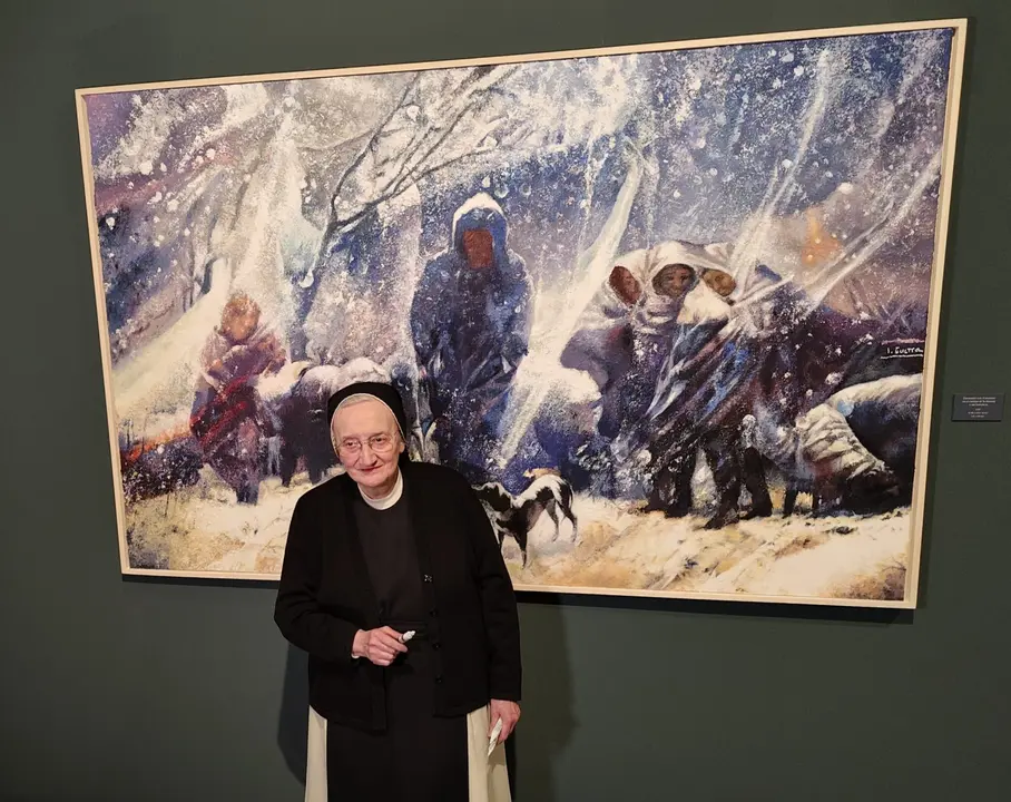 La pintora Isabel Guerra en el Museo Goya de Zaragoza.
