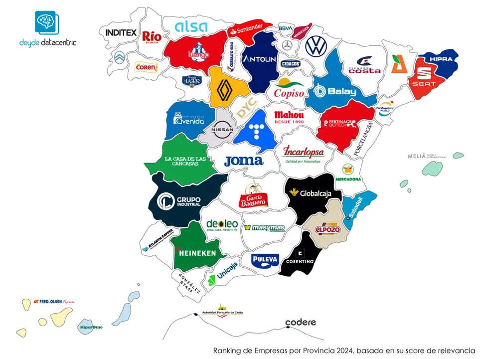 Mercadona, Telef&oacute;nica y Seat lideran el ranking de relevancia empresarial, seg&uacute;n Deyde DataCentric (Tinsa). / DEYDE DATACENTRIC