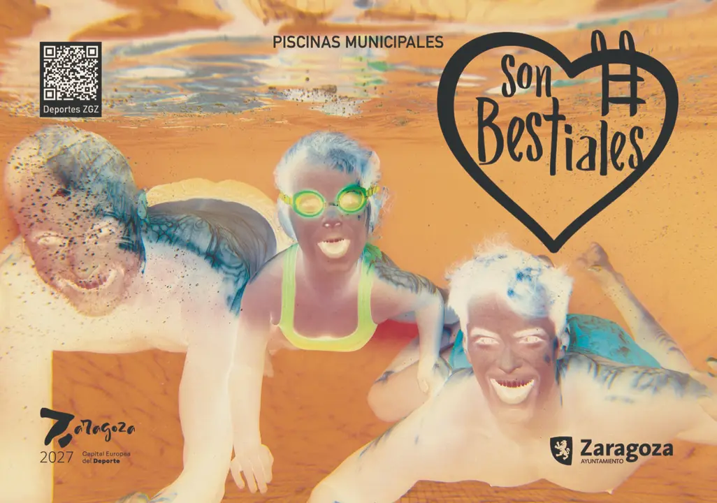 Cartel promocional de la apertura de las piscinas municipales de Zaragoza. AZ