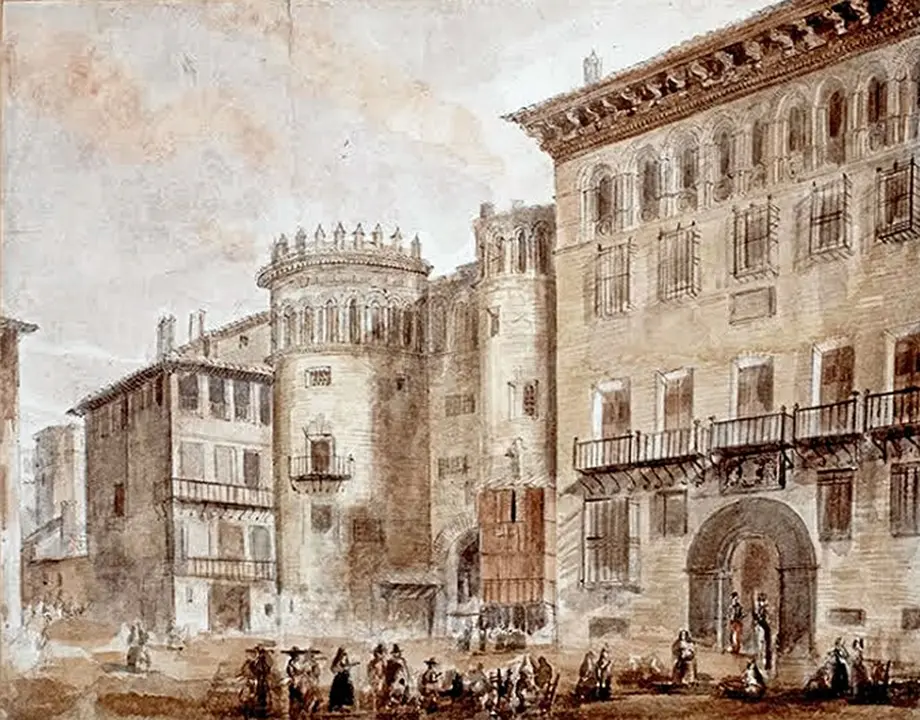 Dibujo de Valent&iacute;n Carderera de 1840 de la Puerta de Toledo 