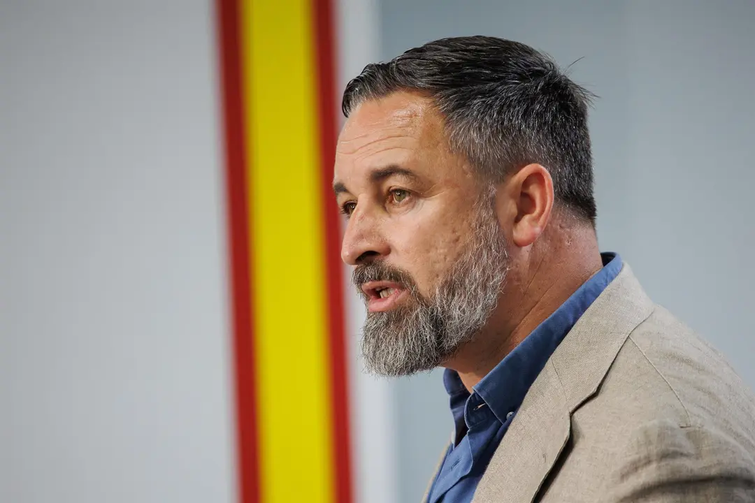 El l&iacute;der de Vox, Santiago Abascal, en la sede