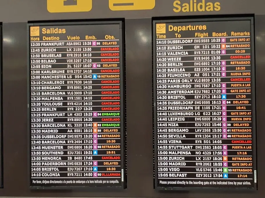 Ayer la mayor&iacute;a de los vuelos estaban retrasados o cancelados. 