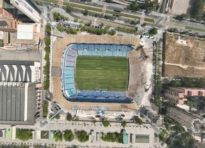 Fotos de dron de las obras de la Romareda
