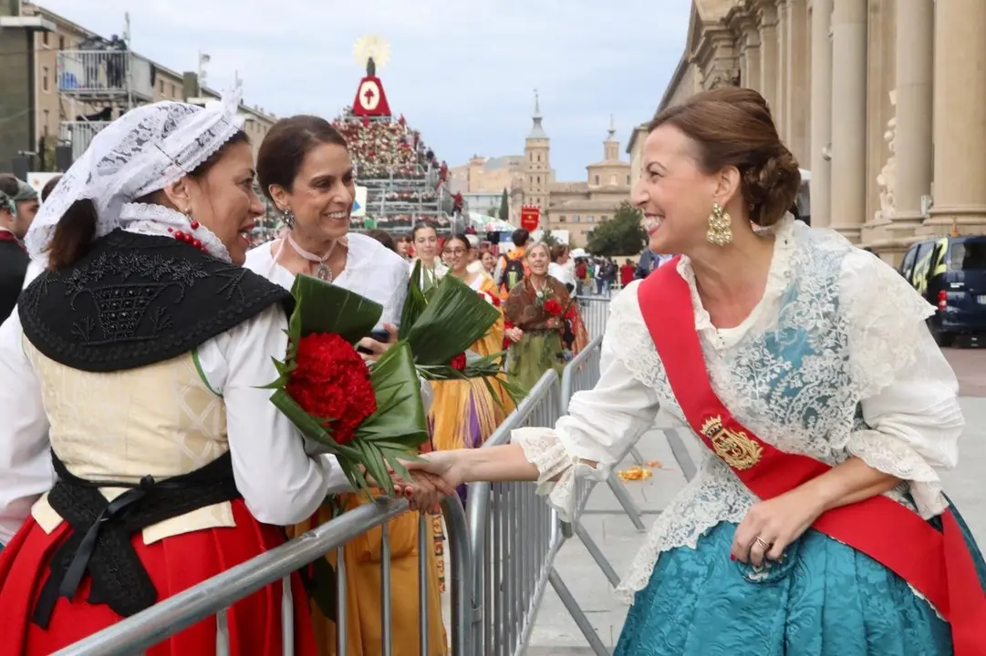 Natalia Chueca en la Ofrenda de Flores esta ma&ntilde;ana.