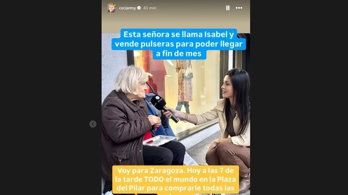 Captura de pantalla de la cuenta de Instagram de Ceciarmy donde ha anunciado su visita a Zaragoza.