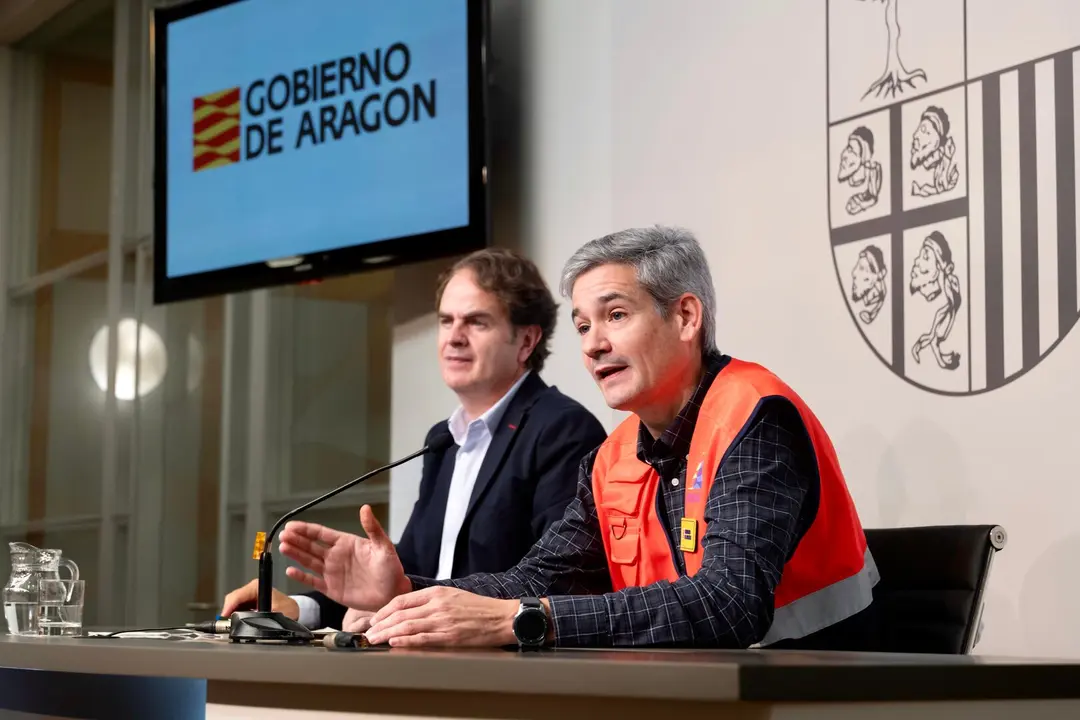 El jefe del servicio de Seguridad y Protecci&oacute;n Civil del Gobierno de Arag&oacute;n, Jorge Crespo, en una rueda de prensa