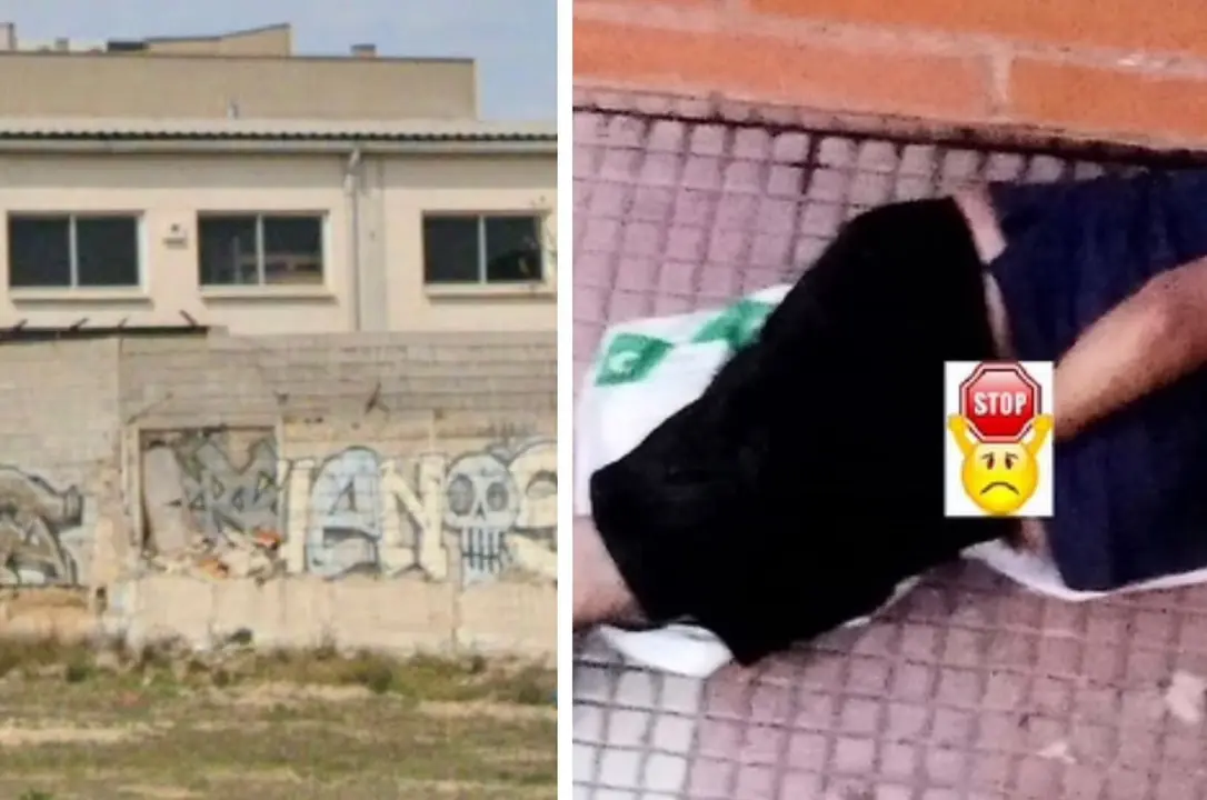 Imagen del lugar donde fue hallada la v&iacute;ctima y de una transe&uacute;nte durmiendo en el entorno del Albergue Municipal de Zaragoza /H.A.