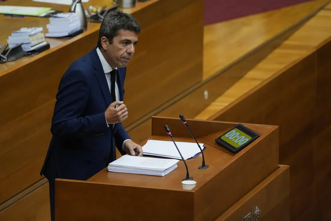 El presidente de la Generalitat Valenciana, Carlos Maz&oacute;n, durante la intervenci&oacute;n