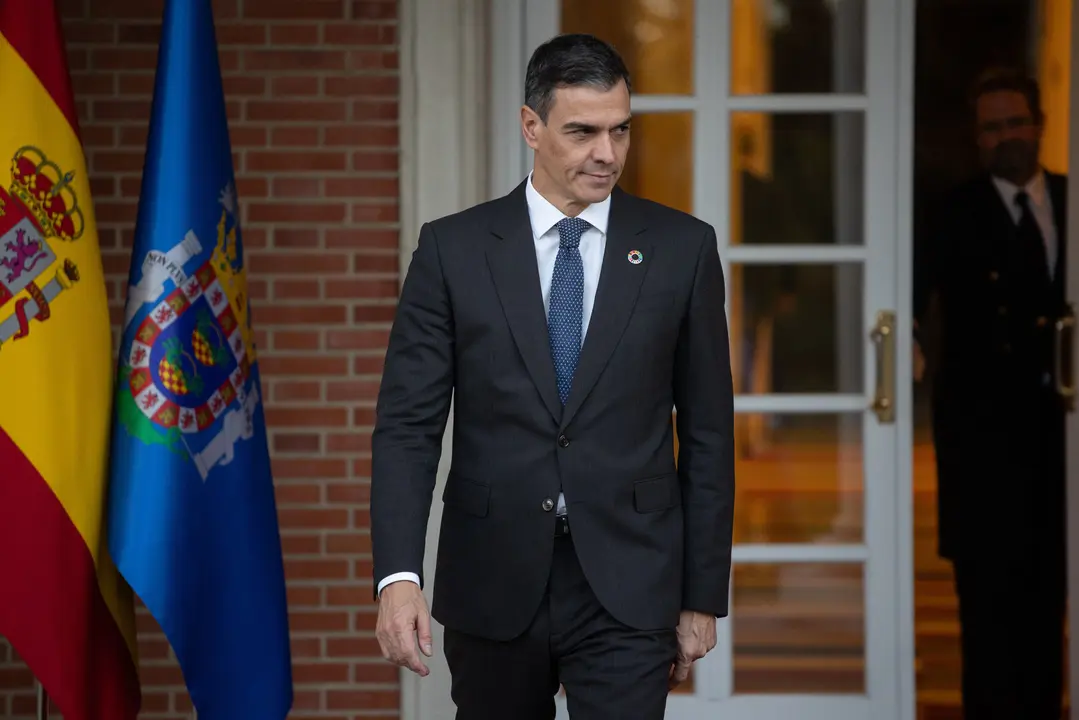 El presidente del Gobierno, Pedro S&aacute;nchez, este lunes en La Moncloa