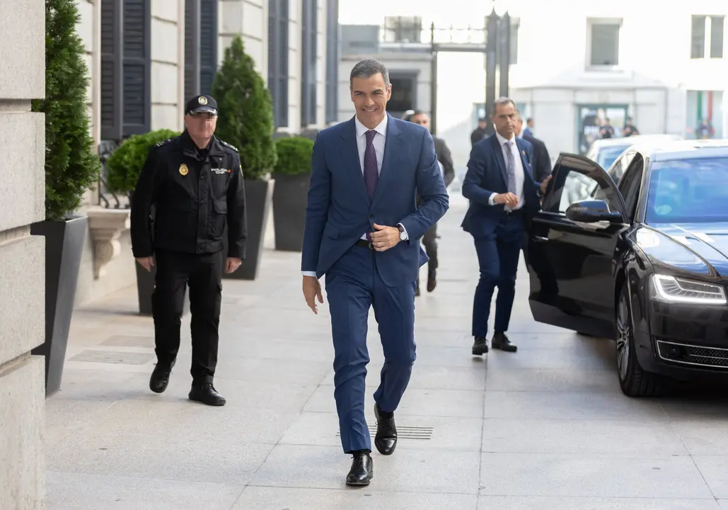 El presidente del Gobierno, Pedro S&aacute;nchez, a su llegada al Congreso en el pasado mes de junio