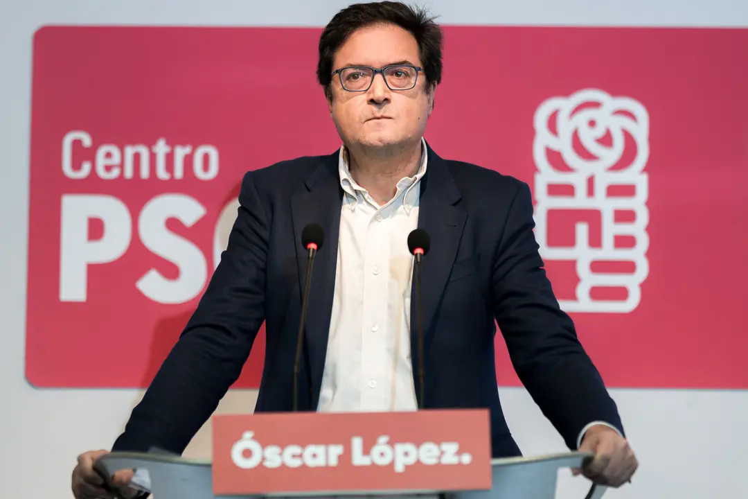 El ministro de Transformaci&oacute;n Digital, &Oacute;scar L&oacute;pez, durante la presentaci&oacute;n de su candidatura para liderar el PSOE-M