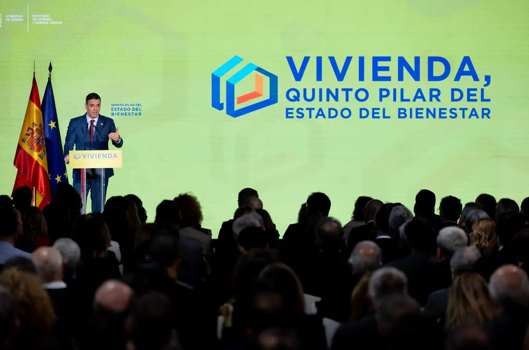 El presidente del Gobierno, Pedro S&aacute;nchez, en el acto sobre vivienda del Gobierno