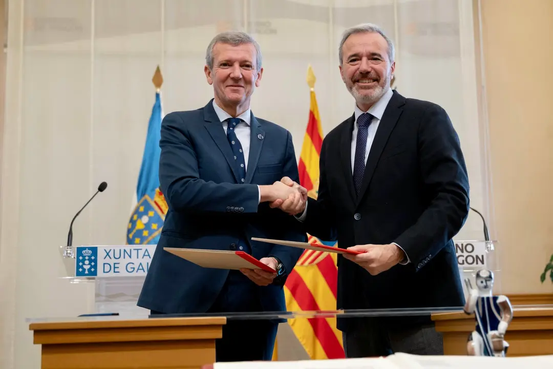 Alfonso Rueda y Jorge Azc&oacute;n, antes de la rueda de prensa