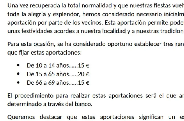 Extracto de la carta enviada a los vecinos