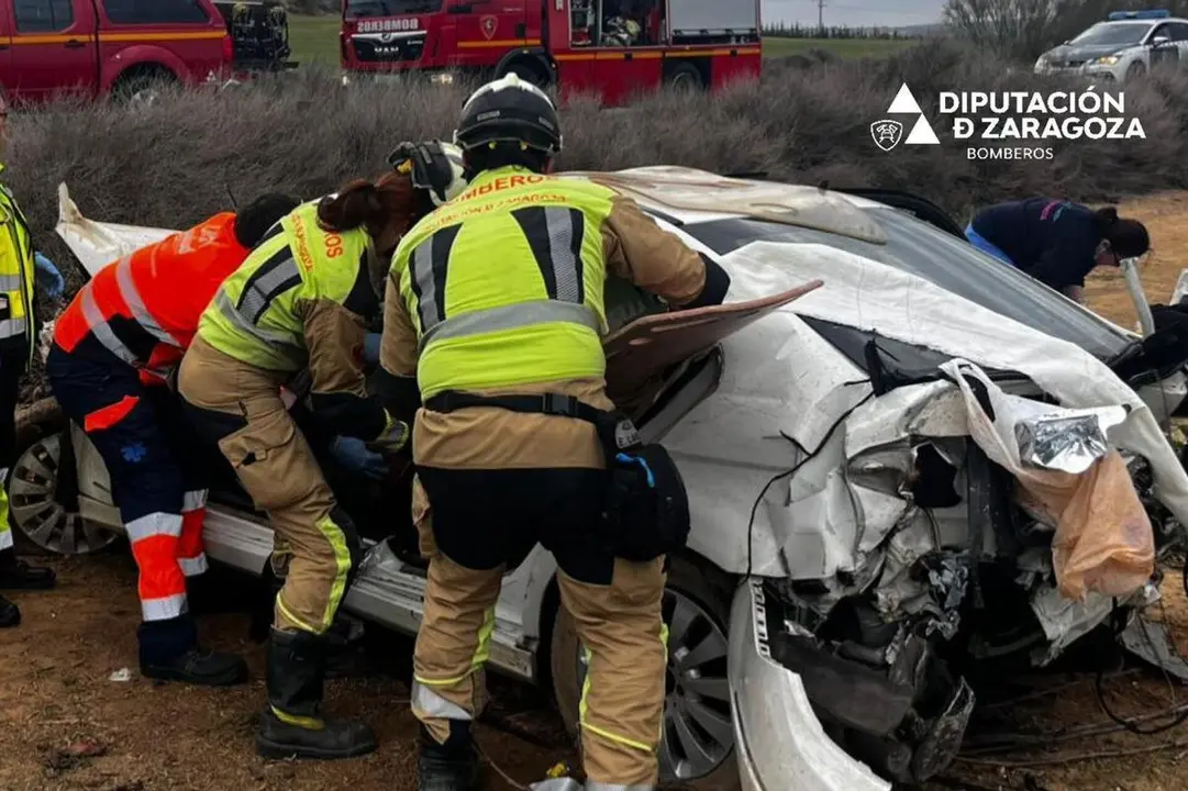 Fotograf&iacute;a del accidente en la A-221./ Diputaci&oacute;n Provincial de Zaragoza