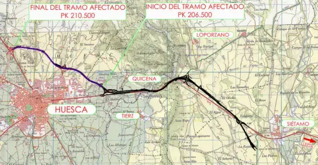 Desv&iacute;o marcado en la carretera N-240 ./ Ministerio de Transportes
