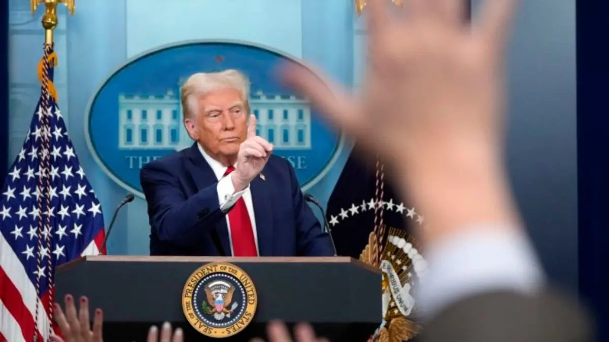 Donald Trump, presidente de Estados Unidos, en una rueda de prensa.