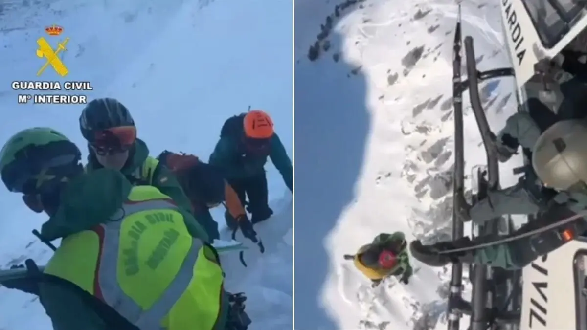 Momento de dos de los rescates del GREIM este fin de semana en el Pirineo