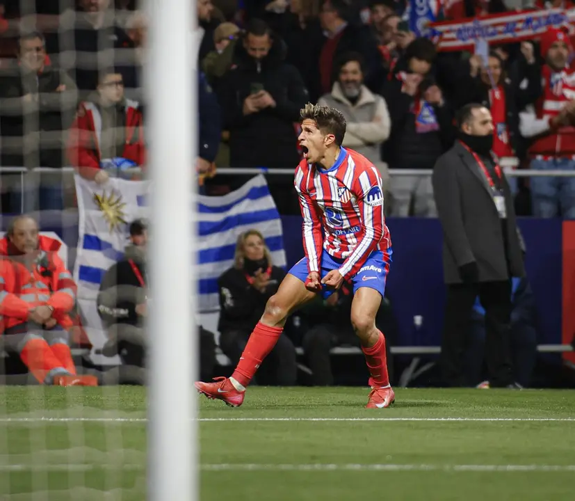 Celebraci&oacute;n de Giuliano Simeone tras marcar gol / Atl&eacute;tico de Madrid