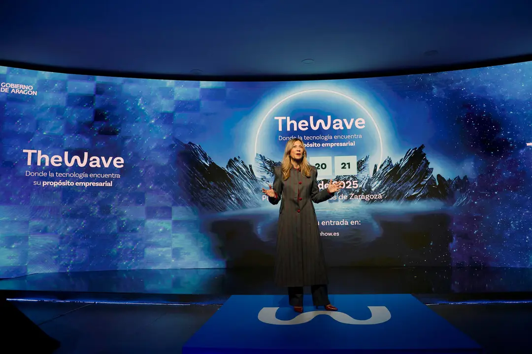 La vicepresidenta del Gobierno de Arag&oacute;n, Mar Vaquero, en la presentaci&oacute;n de TheWave