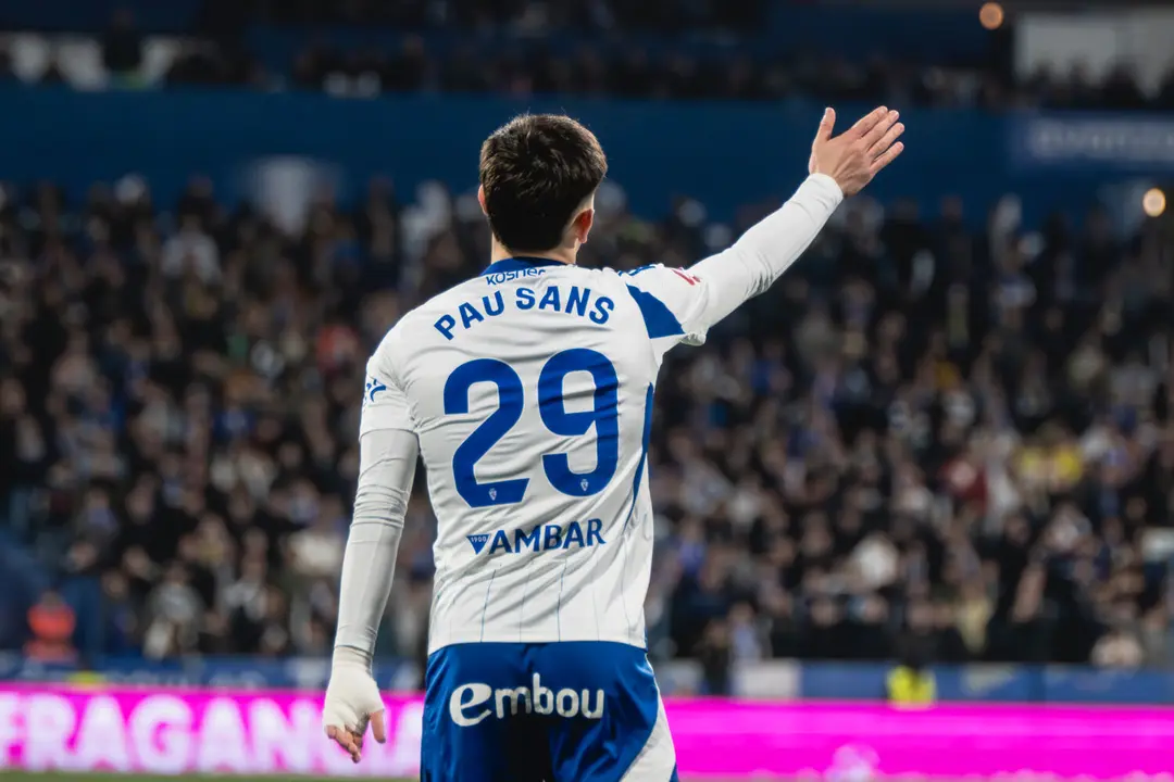 Pau Sans con el Real Zaragoza / MARCOS CEBRI&Aacute;N