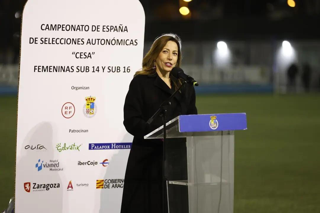 Natalia Chueca, alcaldesa de Zaragoza, durante la inauguraci&oacute;n del campeonato ./ Ayuntamiento de Zaragoza