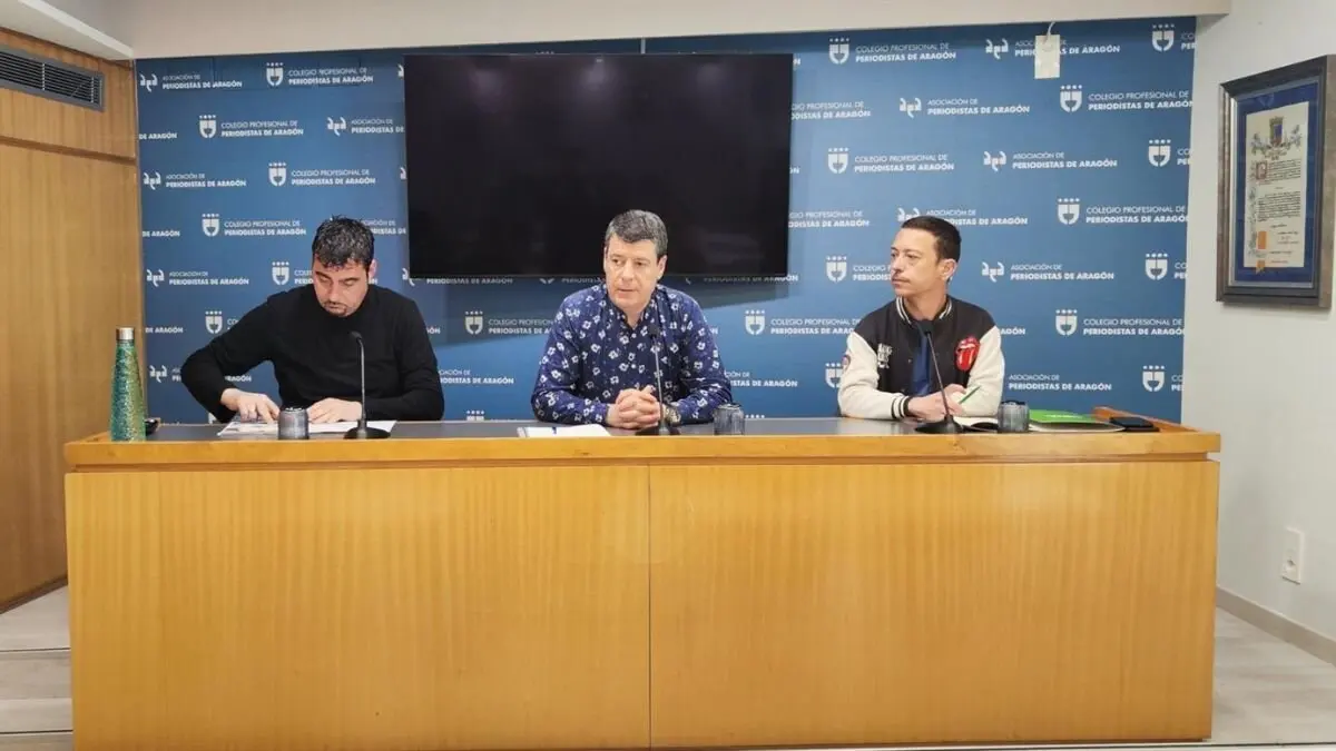 David Mart&iacute;n, de COO Arag&oacute;n, Esteban Lauroba de UGT Arag&oacute;n y COl&aacute;s de OSTA. / EP