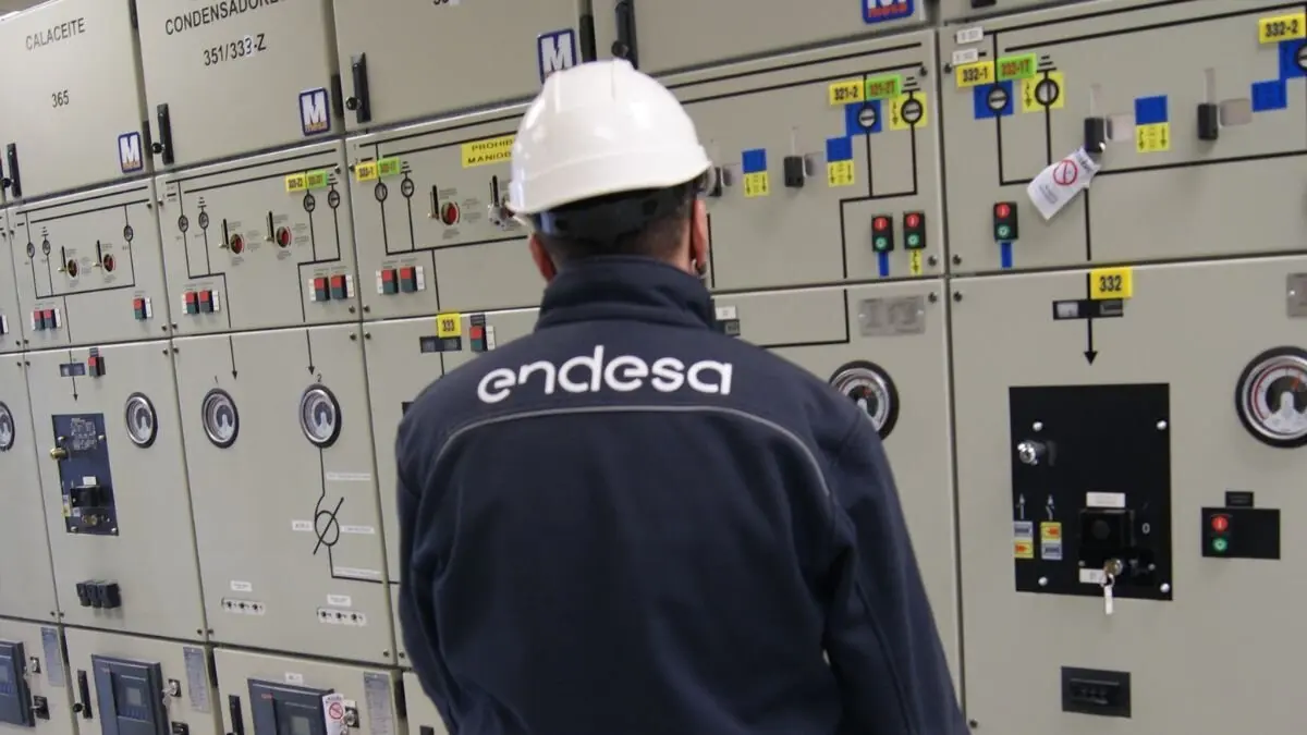 Un t&eacute;cnico de Endesa en una subestaci&oacute;n el&eacute;ctrica de Zaragoza. / ENDESA