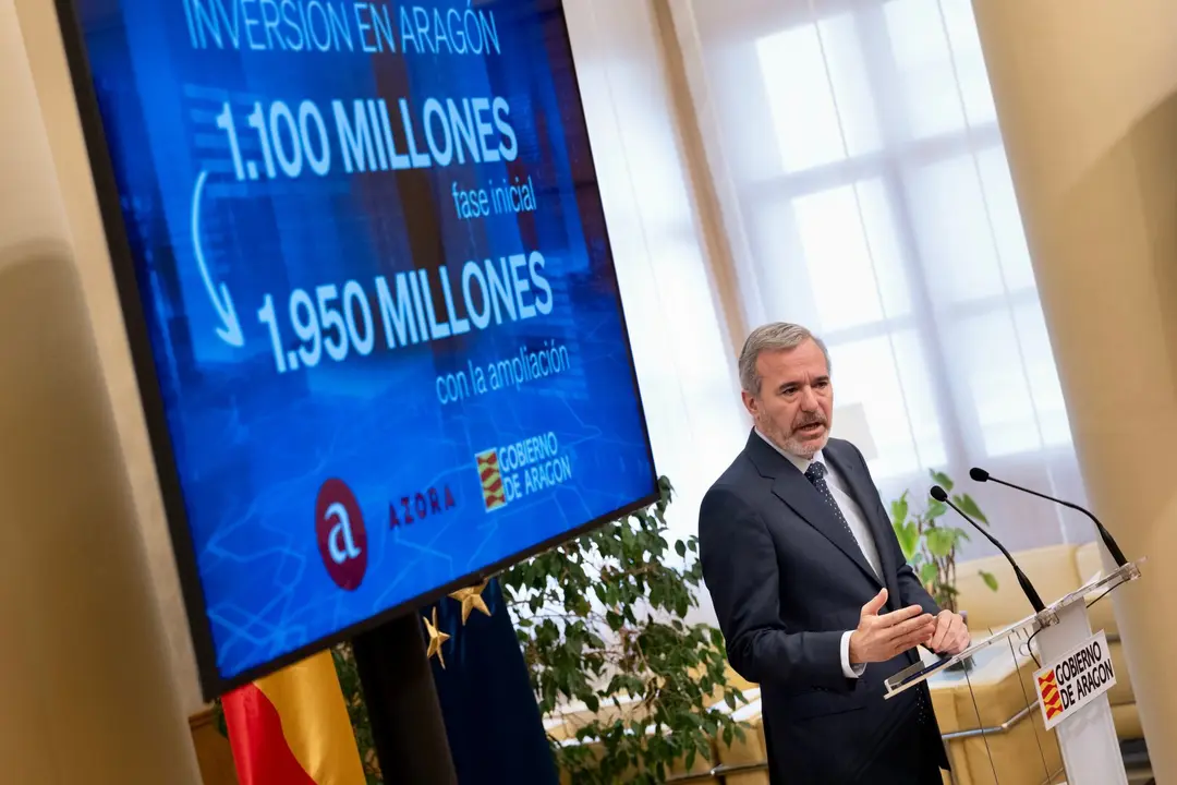 El presidente de Arag&oacute;n, Jorge Azc&oacute;n, en la presentaci&oacute;n de la inversi&oacute;n de Azora