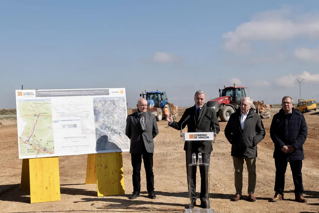 El presidente Azc&oacute;n asiste al inicio de las obras de mejora de la carretera auton&oacute;mica A-127 Tauste-Ejea - FABIAN SIMON