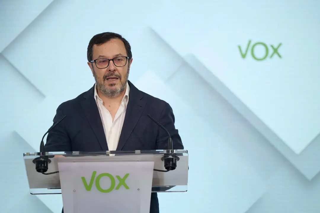Jos&eacute; Antonio F&uacute;ster, de Vox, en la sede del partido