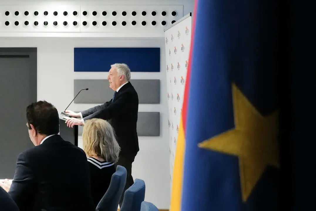 El consejero de Fomento, Vivienda, Log&iacute;stica y Cohesi&oacute;n Territorial, Octavio L&oacute;pez, en la inauguraci&oacute;n del Congreso Aeroespacial 2025. - FABIAN SIMON