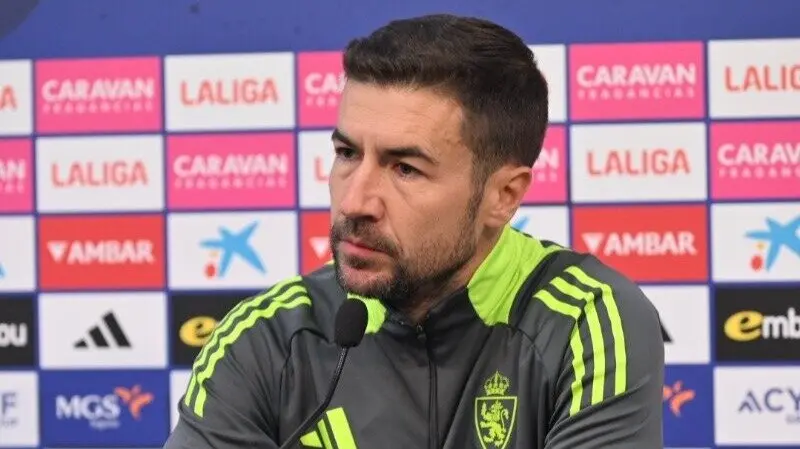 Gabi durante una rueda de prensa / Real Zaragoza