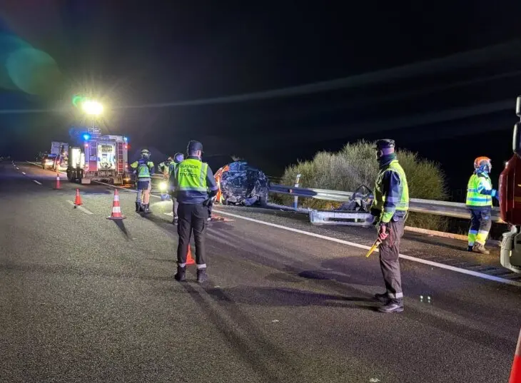 Lugar del accidente de tr&aacute;fico ocurrido esta pasada madrugada en la A-23 en el que ha fallecido un vecino de Castell&oacute;n de 75 a&ntilde;os. - GUARDIA CIVIL TERUEL