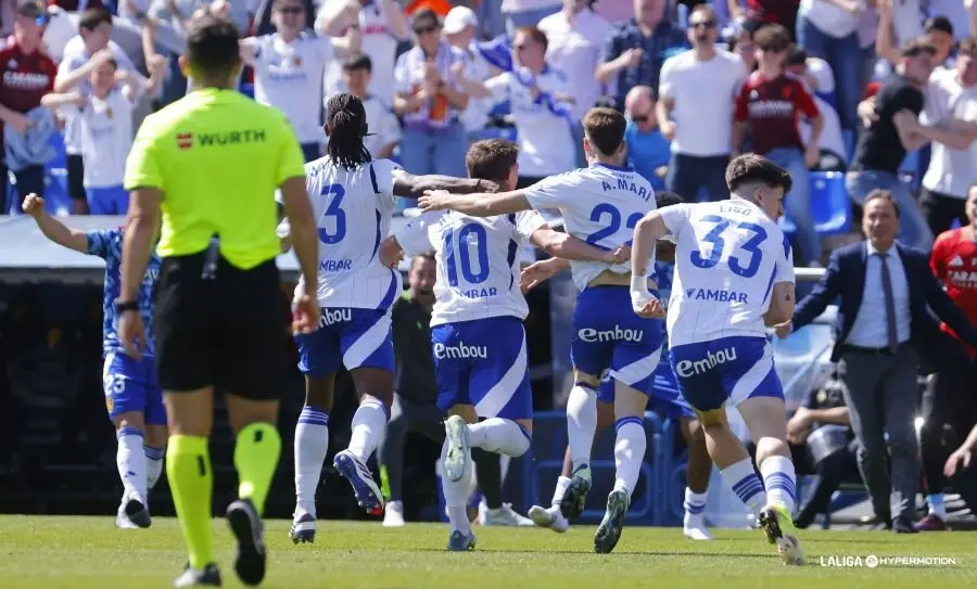 Celebraci&oacute;n del gol de Jair para el Real Zaragoza ante el Mirand&eacute;s / LaLiga