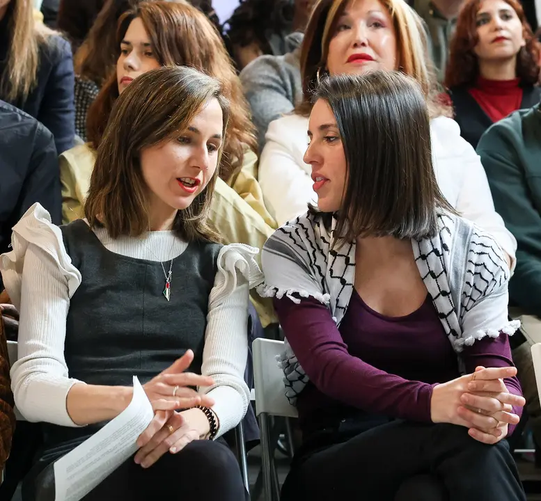 Ione Belarra e Irene Montero, en un acto de Unidas Podemos