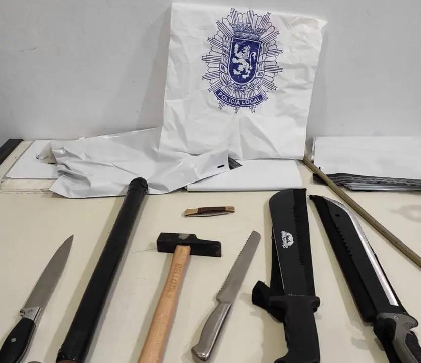 Imagen de unas armas blancas incautadas a pandilleros por la Polic&iacute;a Local de Zaragoza /H.A.