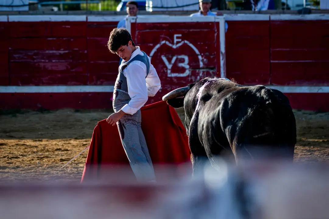El novillero Aar&oacute;n Palacio en la gander&iacute;a Hermanas Azcona, en Olite