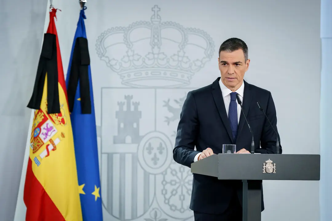 El presidente del Gobierno, Pedro S&aacute;nchez, en Moncloa