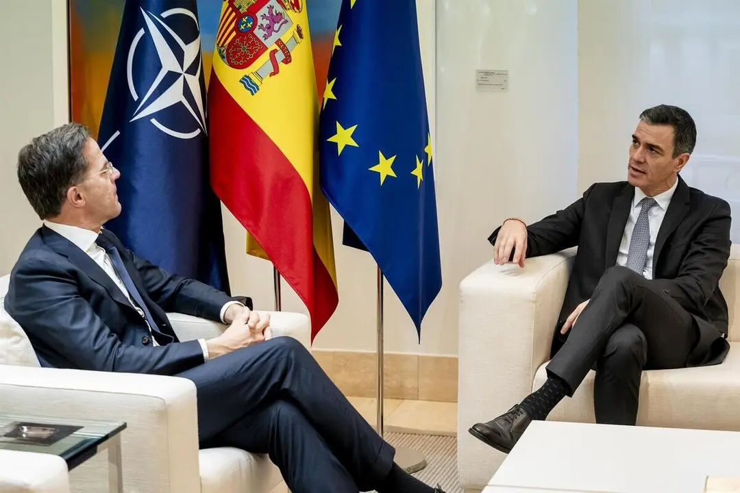 Archivo - El presidente del Gobierno, Pedro S&aacute;nchez , y el secretario general de la OTAN, Mark Rutte, durante una reuni&oacute;n ./  A. P&eacute;rez Meca - Europa Press - Archivo