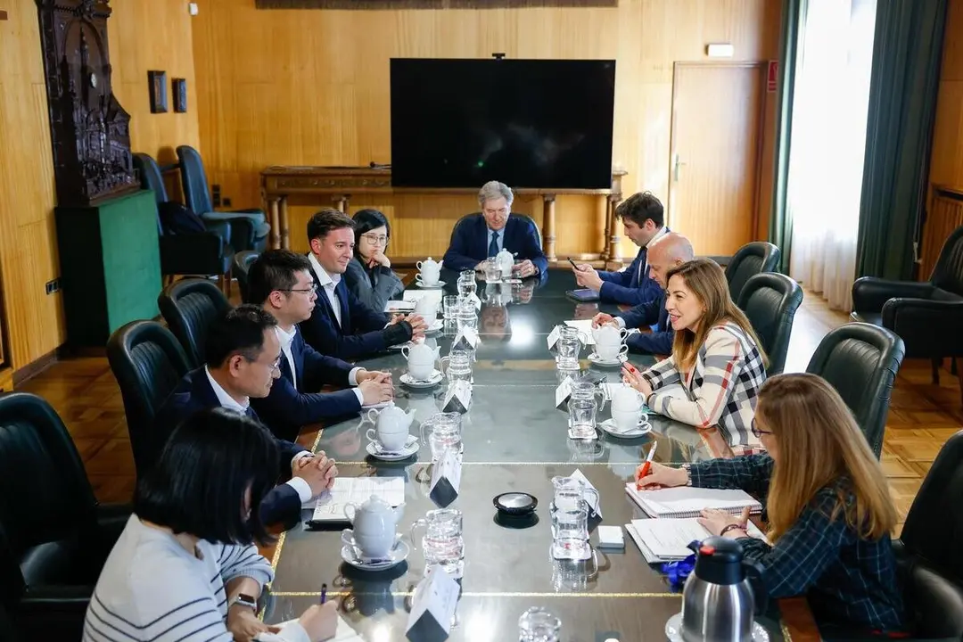 Responsables de la compa&ntilde;&iacute;a china TDG se re&uacute;nen con la alcaldesa de Zaragoza, Natalia Chueca, y su equipo - CHUS MARCHADOR