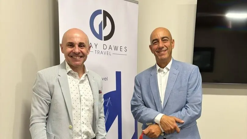 El gerente de Zaragoza Turismo, Jose Francisco Garc&iacute;a, y el director de WTE Miami y organizador del World Travel Expo de Miami,&nbsp;Javier&nbsp;P&eacute;rez.