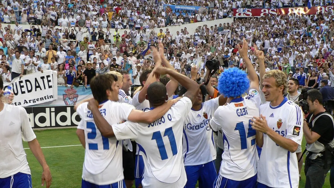 Celebraci&oacute;n del ascenso contra el C&oacute;rdoba en La Romareda
